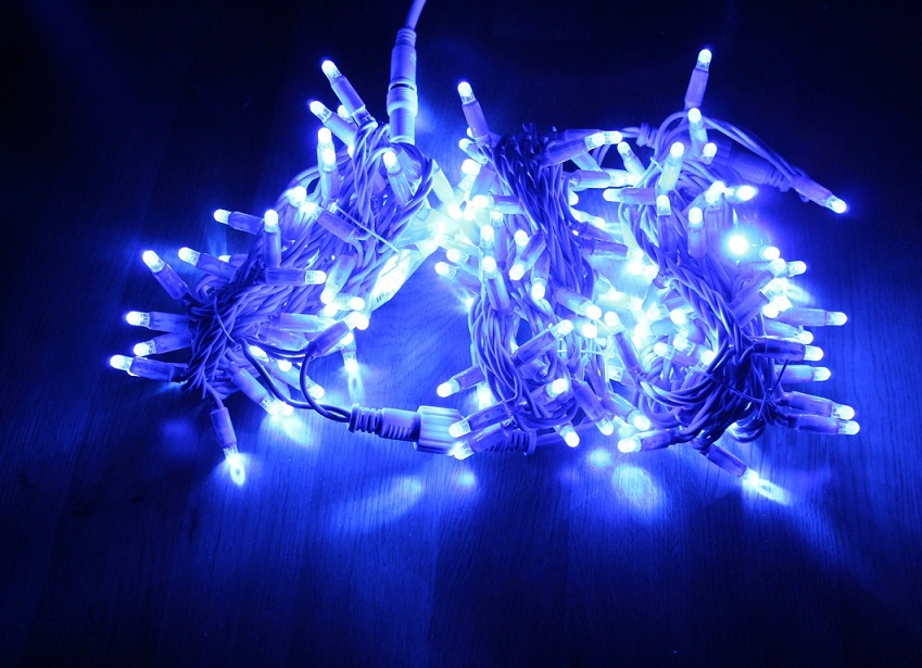LED svetelná reťaz modrá, modrá LED FLASH 3 x 4m (150 + 30 FLASH LED)