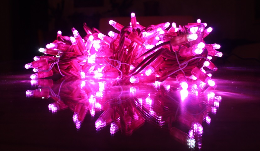 LED reťaz ružová, ružová LED 3 x 4m (150 + 30 FLASH LED) 