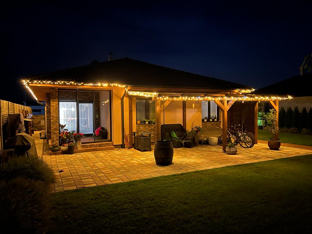 Vianočná LED svetelná reťaz biela, teplá biela LED 12m (180 LED)